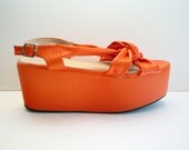 Neon Orange Flatform Sandals