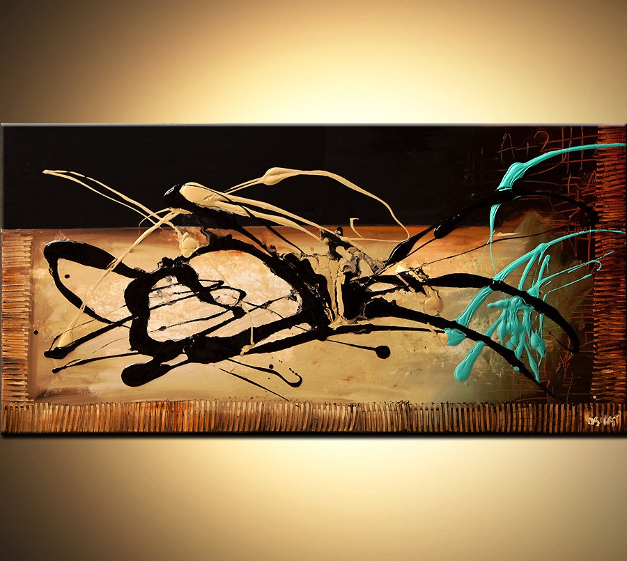 Contemporary Large Acyrlic Painting Original Abstract Modern Art Modern Ready to Hang Frame Fine Original Art