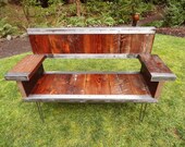 4 ft Classic Industrial Bench with back and armrests