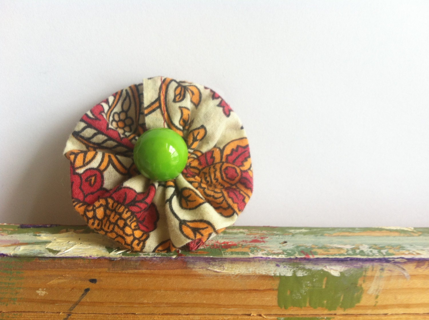 Cotton Fabric with Green Bulb Center