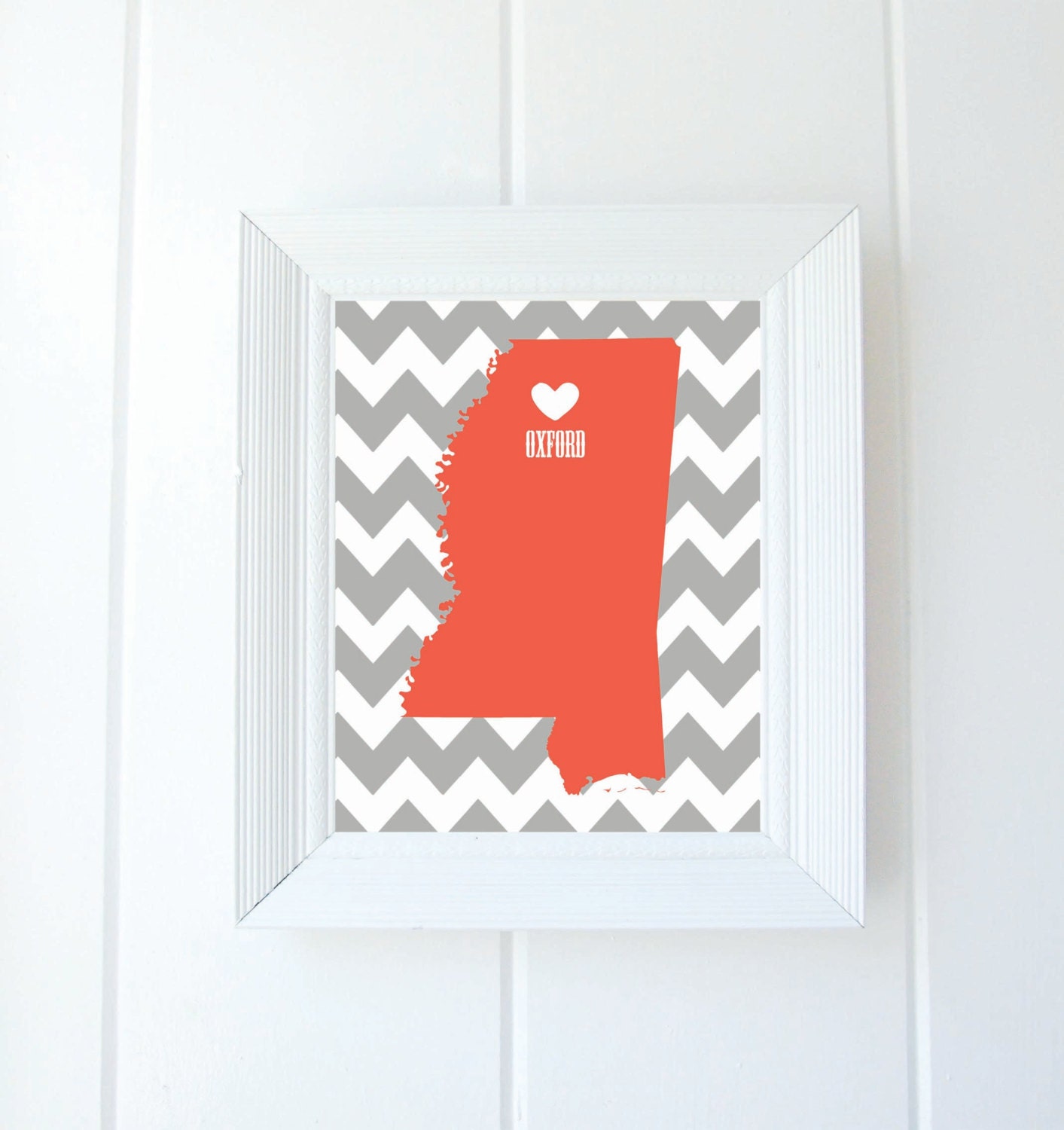 Mississippi State Love Map, 8x10, Fine Art Print, Oxford, MS