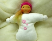 Waldorf soft doll 8" ,blanket doll,first doll for baby, gift for children,small doll