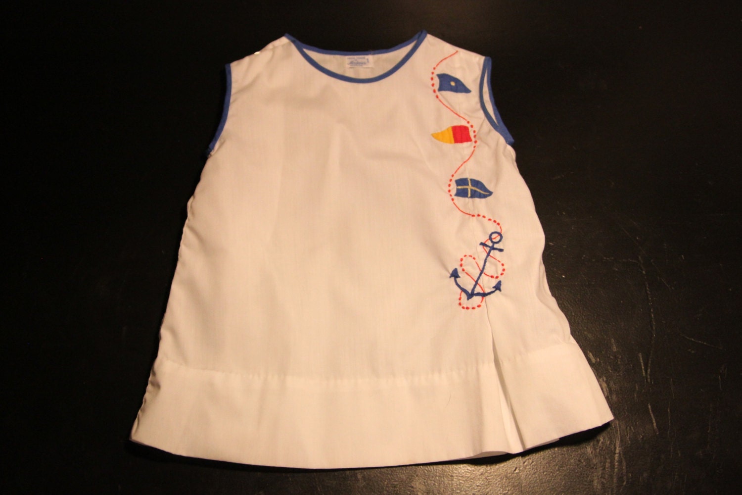 Nautical Anchor and Ship Flags White Baby Sun Dress