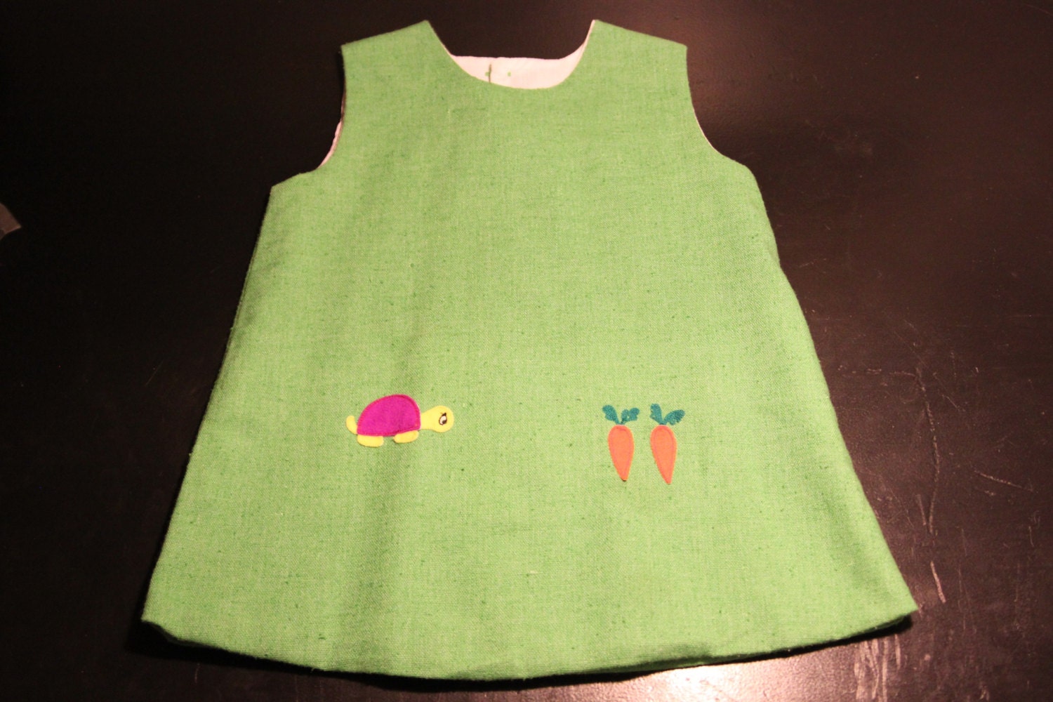 Green Turtle and Carrots Baby Dress or Top 4T
