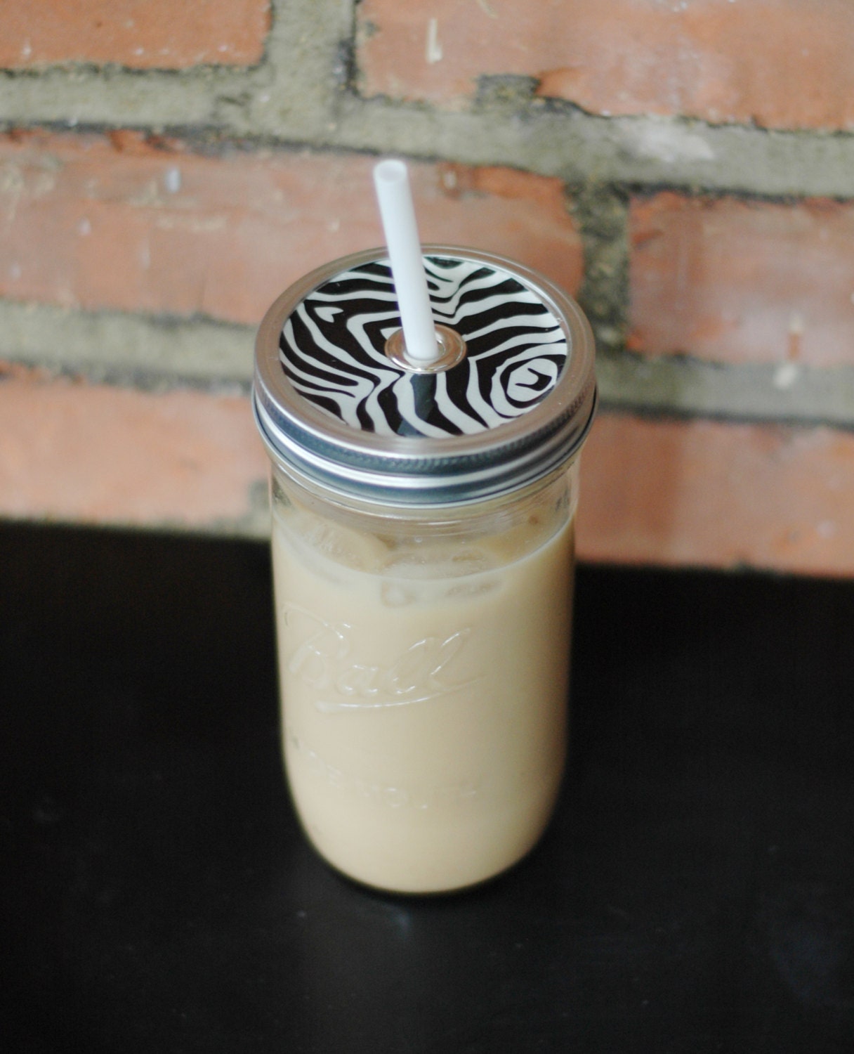 Zebra Print Mason Jar Tumbler