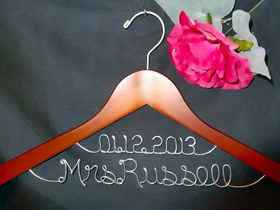 Wedding Hanger, Deluxe Two line hanger, Custom Bridal Hanger, Brides Hanger, Bride, Name Hanger,  Personalized Bridal Gift