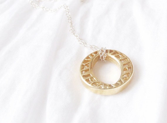 Eternity - Vermeil filigree ring on delicate sterling silver chain - gold ring necklace