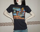 Vintage 1985 Harley Davidson Motorcycle Tshirt American by Birth Rebel by Choice American Eagle