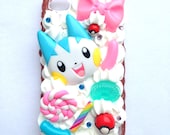 Super Cute Kawaii Pokemon Pachirisu Blue and Pink Candy Pastel Pokeball Decoden Whipped Cream iPhone 4/4s Cell Phone Case