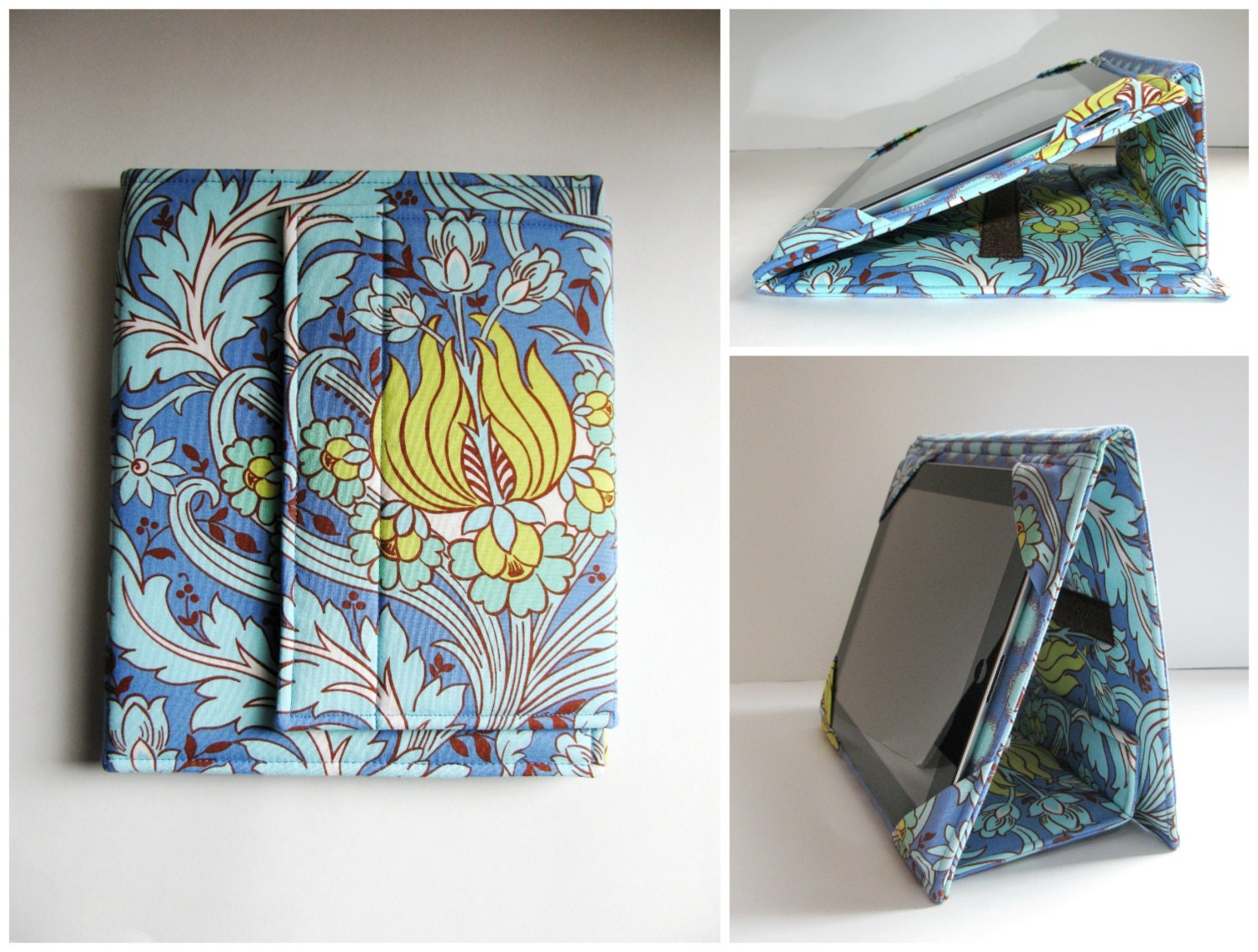iPad Cover iPad Case Hardcover with Stand  iPad 2 Cover iPad 3 Case iPad4 - Blue Tulips