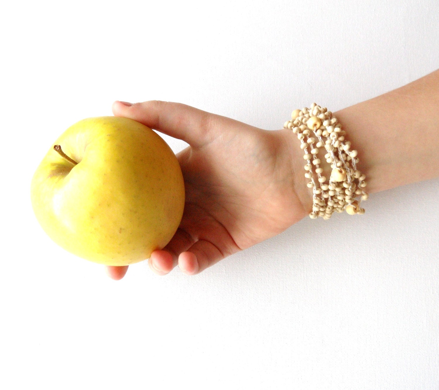 Crochet Beaded Bracelet - Linen Bracelet - Necklace