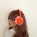 ON SALE Orange Earmuff,Plush with knitting, Winter fur headphones,valentine's day