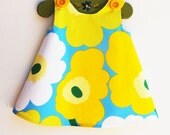 Marimekko Dress - Yellow and White -  Infant Dress - Baby Shower - Speical Occasions - Handmade Childrens Fashion - 12M and 2T only