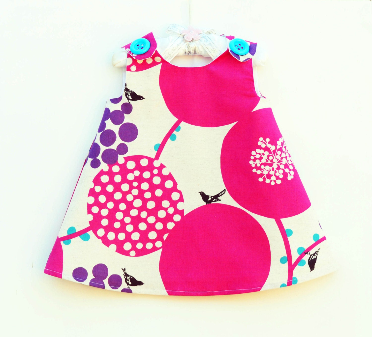 Echino - Frock Dress - Special Occasions Toddler Girls Dress - Japanese Fabric - Pink - Girls Outfits - Etsy Baby - 3M to 3T