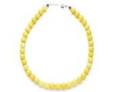 Light Yellow Jade Necklace by Kluster. Beaded Gemstone Necklace. Yellow Lemon Jade, 100% Sterling Silver.