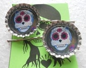 Day of the Dead Skeleton Kitty Sugar Gato Skull Barrettes Valentines Day