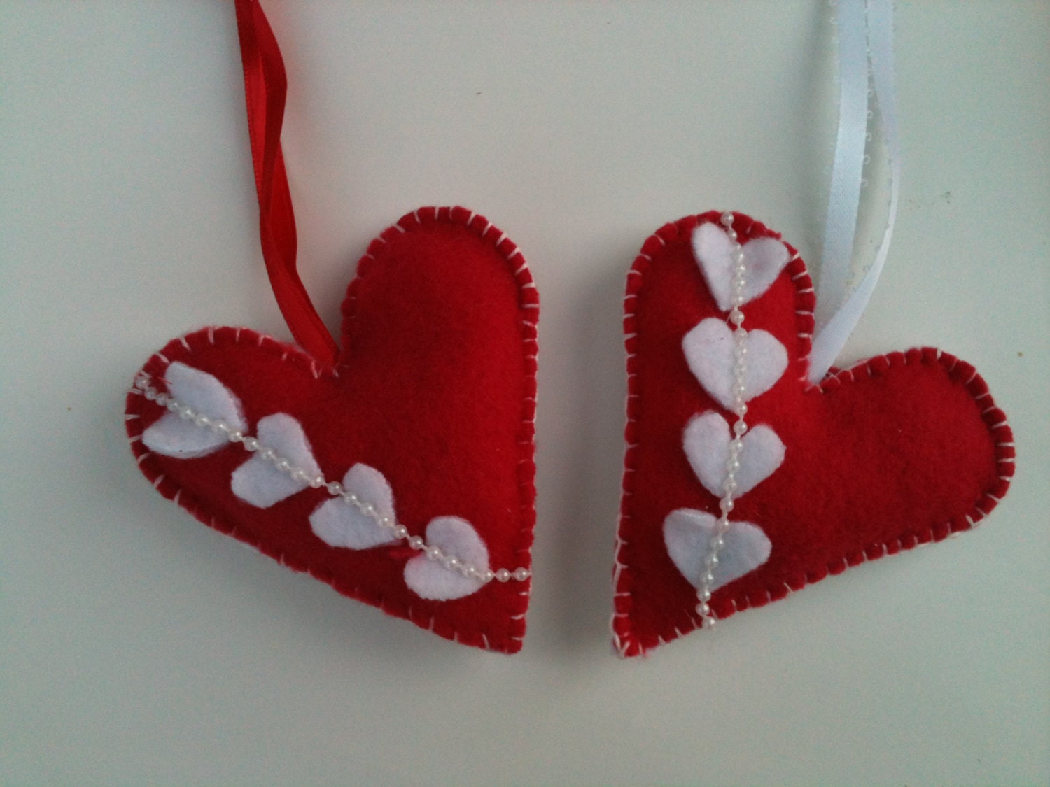 Red Heart Valentine gift party favor ornament, French Lavender Sachet, Decoration, Felt Heart