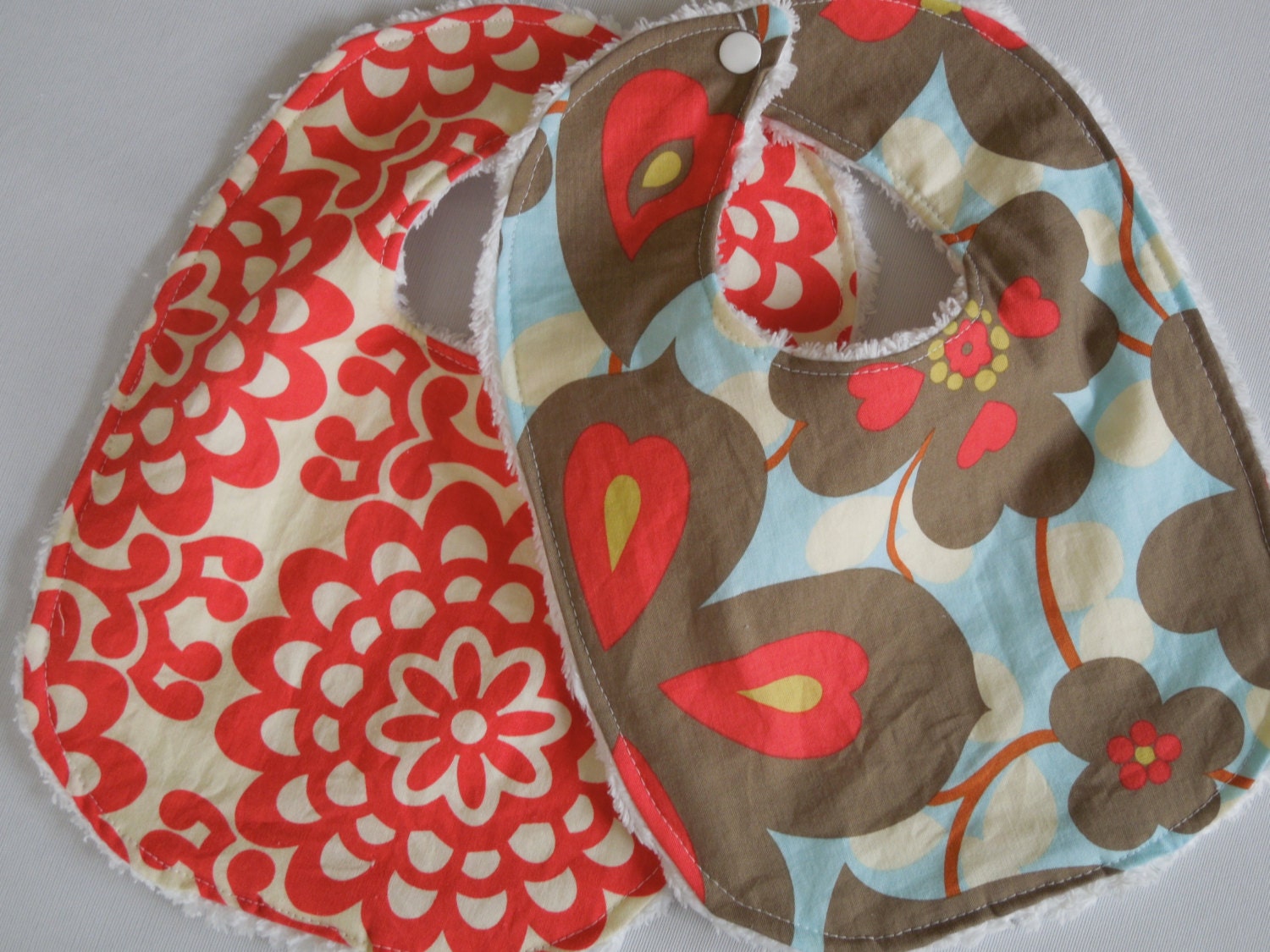 Baby Girl Bibs - Set of 2 -Wall Flower and Morning Glory