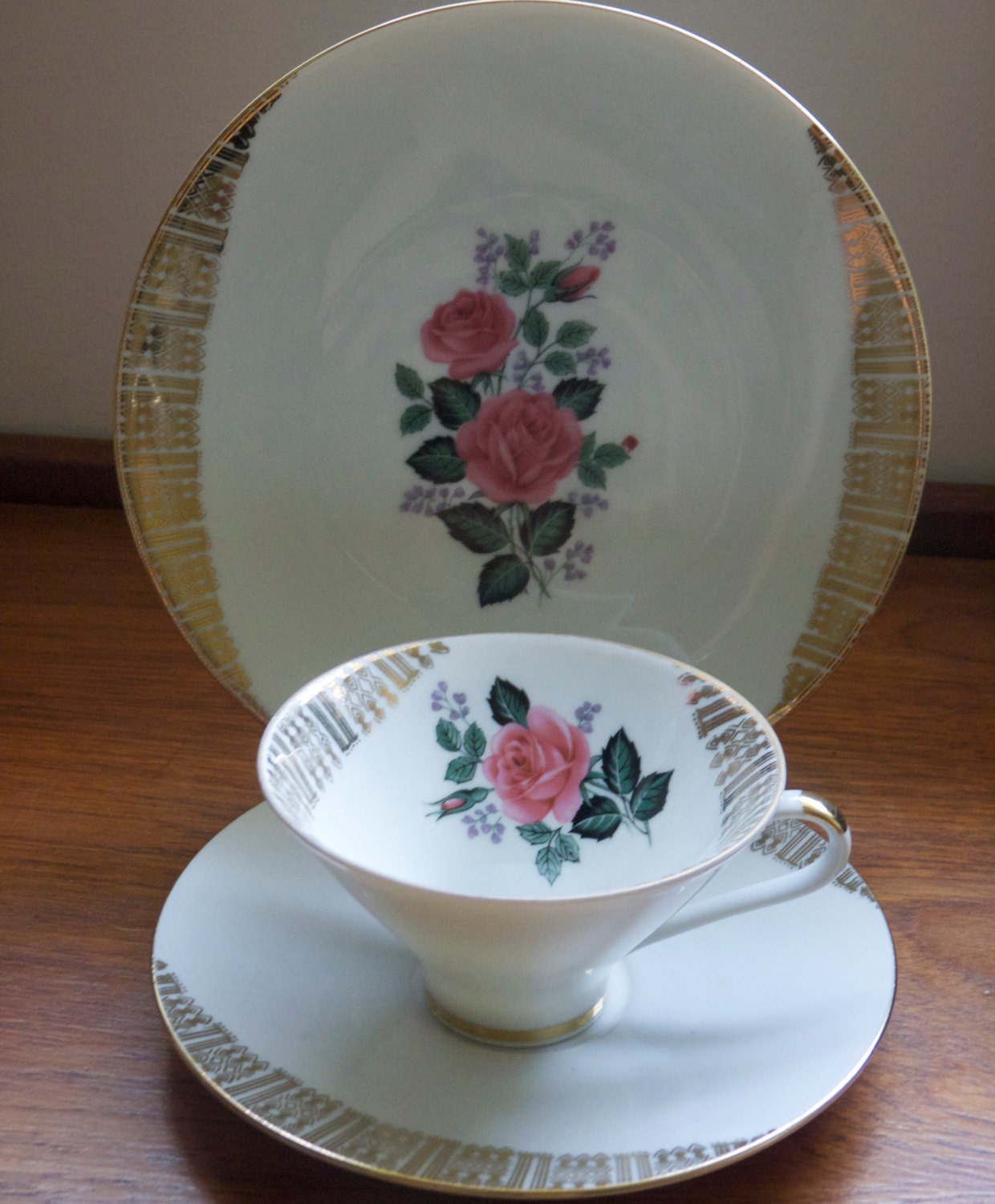 1950s vintage Mittereich Bavarian trio - cup, saucer & side plate