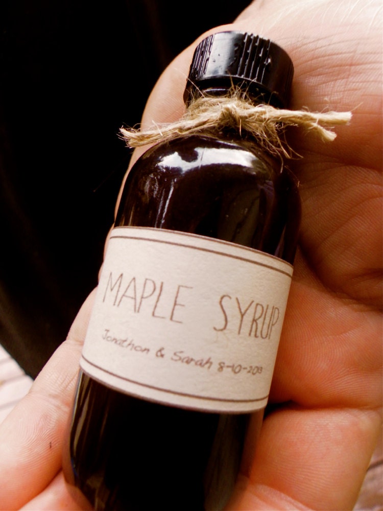 Custom Wedding Favor, Rustic Pure Vermont Maple Syrup Favors 2 oz