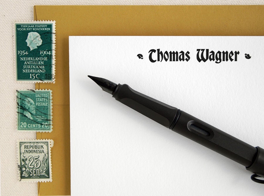 Traditional Personal Stationery - Letterpress Flat Note Cards - Tavern (30)