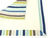 Minky Lovey - Blue and Green Stripes and Ivory Minky