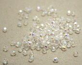 Crystal Clear Czech Fire Polished 3mm Beads (70) Glass Round Polish Faceted Thin Opaque Pastel Netrual