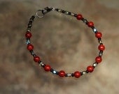 Red and Black Quartzite Anklet - Beach Jewelry