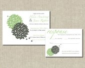 Printable Peony Wedding Invitation Set - Simple Green and Gray Invitation - Custom Color - WL24