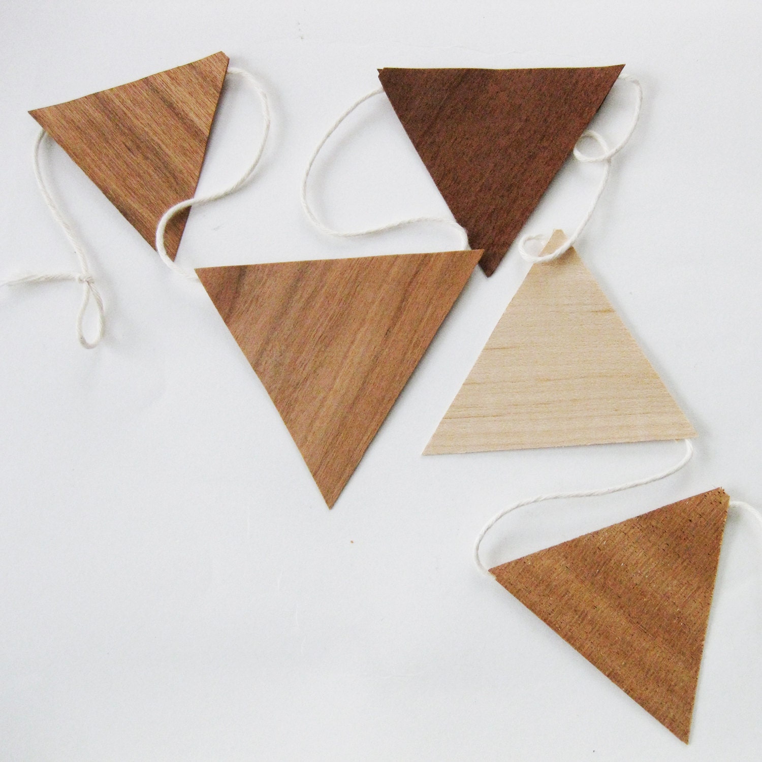 Wood Garland / Bunting - 10 feet - made from scrap veneer, biodegradable cotton string and fish glue