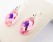 Pink Crystal Earrings: SWAROVSKI ELEMENTS Dangle Earrings, Lovely Bridal Earrings