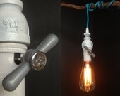 Cold Valve Neon Blue Industrial Pipe Pendant Light