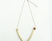 Chunky Tube Necklace //Brass Metalwork //Statement Necklace //Geometric Jewelry //Bone Bead //Bib Necklace //Triangle Necklace //FREE GIFT