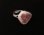 Amethyst crystal ring silver plated chain adjustable size 5.5-7.5 - No. 4