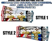 Custom Hockey Inspired Birthday Ticket Style Horizontal Dueling Style 1 or 2 invite, JPEG only, You Print, or send as E-card