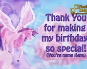Custom Pegasus Thank you horizontal card, 6x4 Jpeg only You Print or send as Ecard