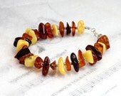 Amber bracelet, multicolored Baltic Amber beads with silver