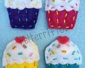 Set of 4 Handmade Cupcake Magnets