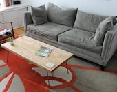 Wood coffee table with Hairpin Legs - Locally salvaged/reclaimed Ash (also available in Maple and Walnut)