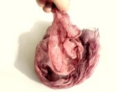 Sour cherry thin painted silk scarf, coral, wine, carmine