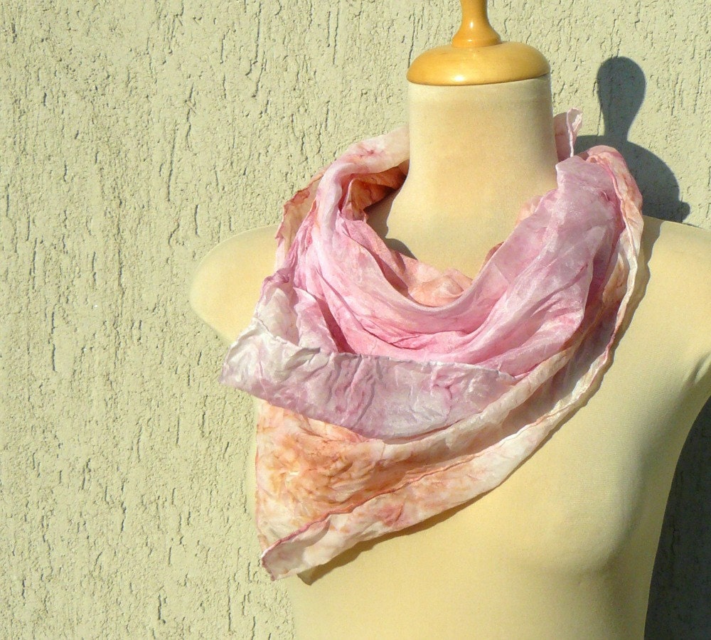 Vanilla and punch painted silk scarf, spring fashion