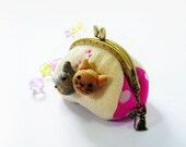 Coin purse / Cat purse / Metal frame purse / 8.5 cm frame purse - Made to order