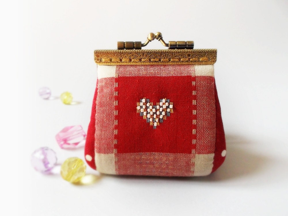 Coin purse / Mini coin purse / Linen purse / Clutch coin purse / Kiss lock frame - Made to order