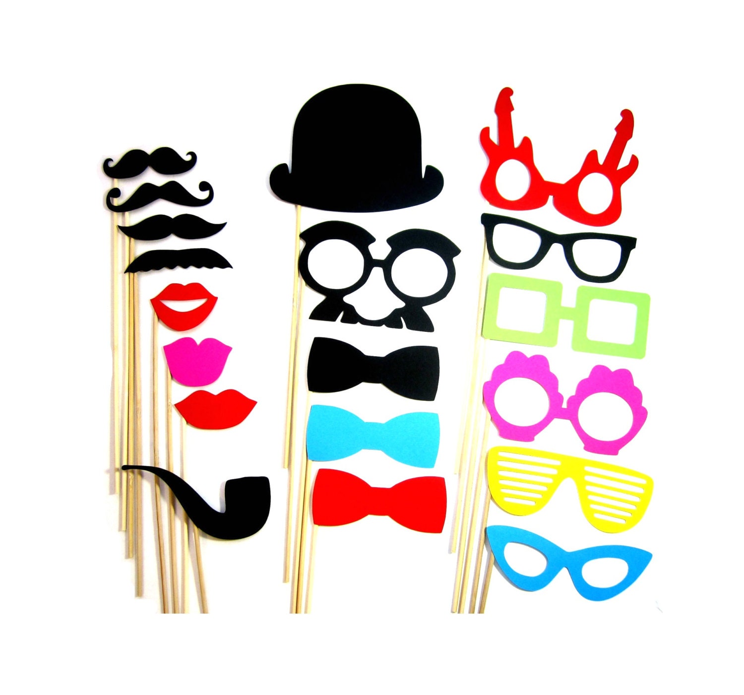 Photo Props - 19 Piece Perfect Birthdays, Weddings, Parties - Photobooth Props