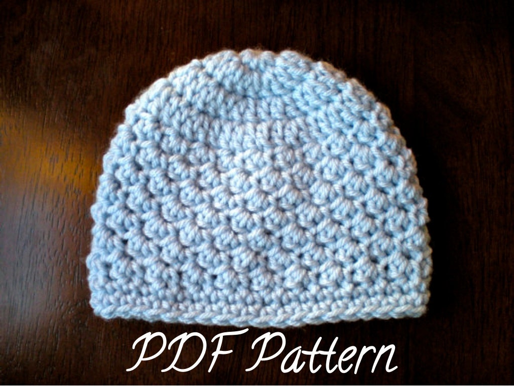 PATTERN:  Textured Beanie, easy crochet PDF, InStaNt DowNLOaD, basic hat, Sizes newborn to Adult, Permission to Sell