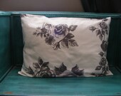 White with Bold Grey Flowers 16 x 24 inches Pillow Case