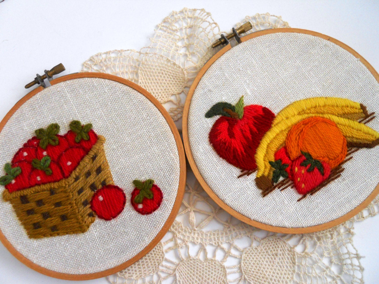 Vintage Fruit Needlepoint Wall Hanging