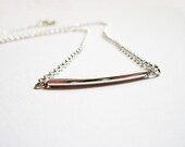 Silver Tube Necklace, Silver Necklace, Silver Bar Necklace, Tube Pendant, Matte, Minimalistic necklace, bar jewelry, silver jewelry, curved