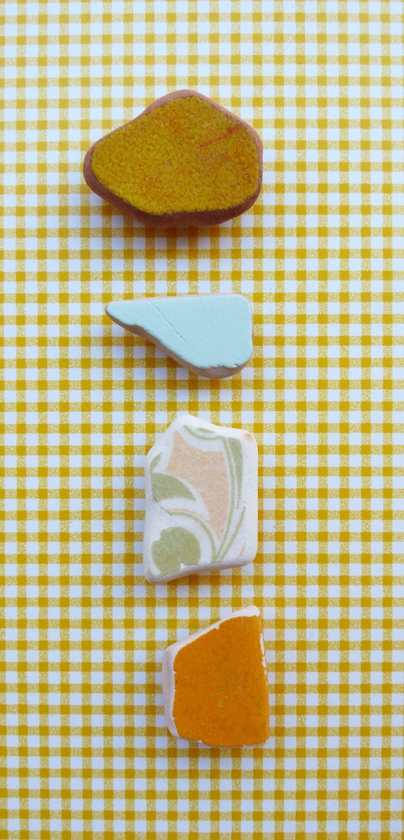 Yellow Collection I Magnets // Set of 4 Magnets // Construction Waste // ceramic stone // One Off One Off // Free Shipping
