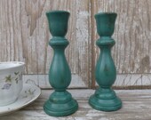 Teal Painted Candlesticks